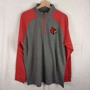 Louisville Cardinals 1/4 Zip Pullover Sweatshirt Red Gray Men’s Size XL NWT